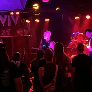 a band performing on stage