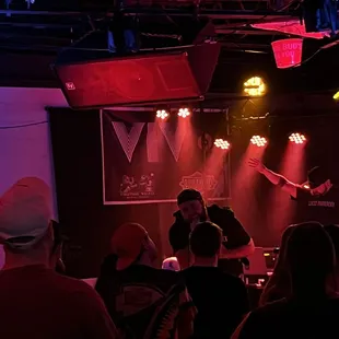 a band performing on stage