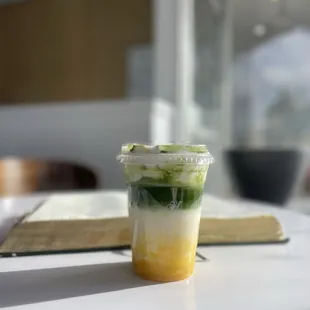 mango matcha w coconut cream with the Word :)