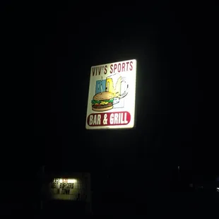 a sign in the dark