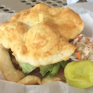 The Langosh Burger was juicy with both Canadian and American bacon.