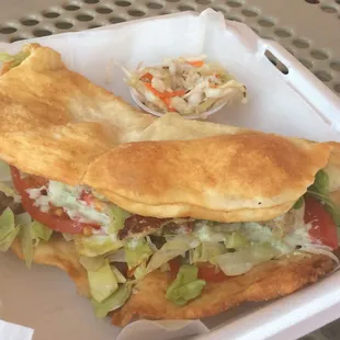 The Gypsy Sandwich was filled with seasoned, seared pork with all the fixings wrapped in a Langosh.