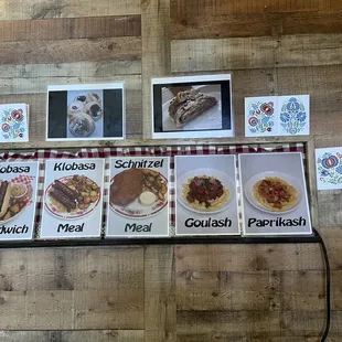 Pictures of menu items