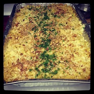 Gruyere and Lobster Mac and Cheese for a Christmas Party.