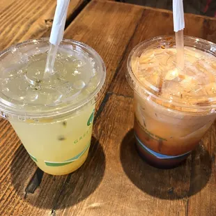 Passion fruit lemonade and Thai tea with sea salt cream