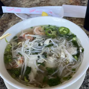 Shrimp and chicken pho.