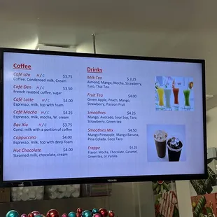Drink menu