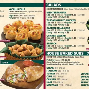 the menu for the restaurant