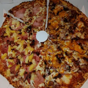 Half n half artisain pizza Hawaiian &amp; BBQ