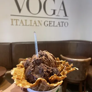 Waffle Belgian Single with 2 scoops of Gelato