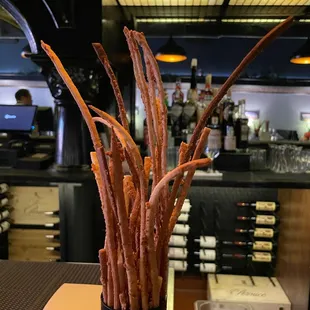 Their breadsticks. Love that they have it sitting at the bar.