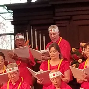 Performing Japanese fishing song