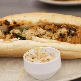 The BF&apos;s Vola&apos;s Fried Shrimp Po&apos;boy. He likes it.