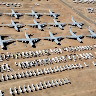 Assorted helicopters , transport planes , and fighters