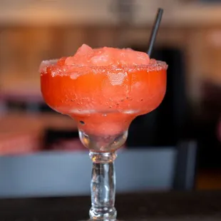 a frozen drink in a glass