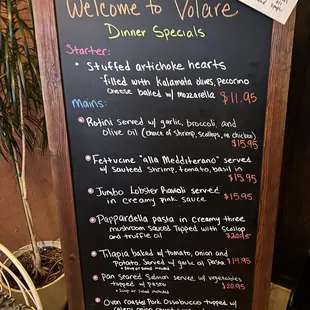 a menu on a blackboard in a restaurant