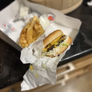 Cheeseburger and fries