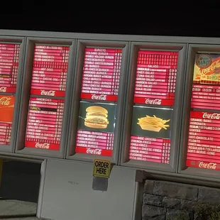 Menu as of September 2022