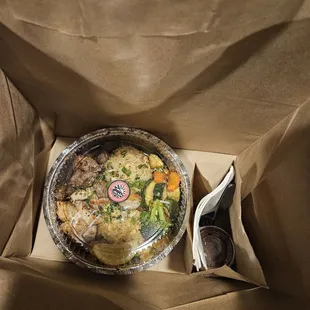 Looking inside the bag.