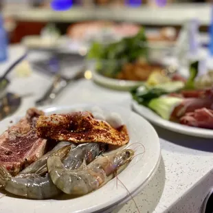 two plates of food on a table