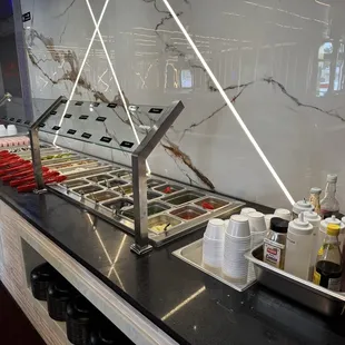 interior, sushi and sashimi