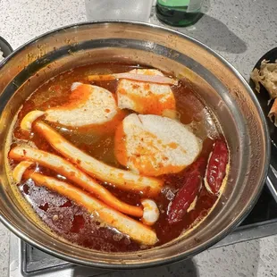 Schezuan soup with mushrooms and potatoes