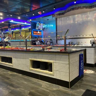 interior, sushi and sashimi