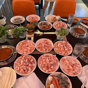 a table full of food