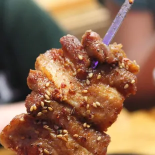 Pork Belly skewer.