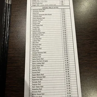 menu