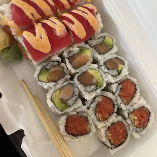 Michigan roll, salmon avocado roll, Spicy Tuna Roll