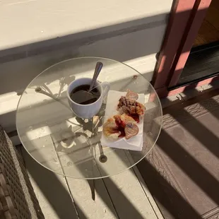 Breakfast on the balcony.