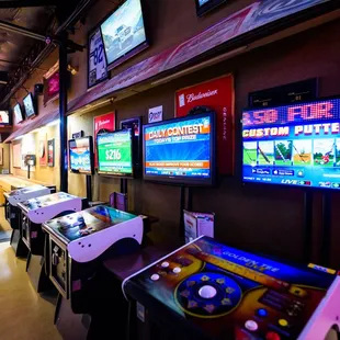 a row of arcade games