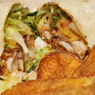 a burrito and chips
