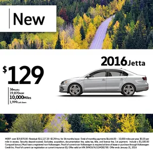 End of the month Specials, Jetta 2016. www.FamilyVolkswagen.com