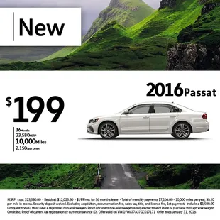 End of the month Specials, Passat 2016. www.FamilyVolkswagen.com
