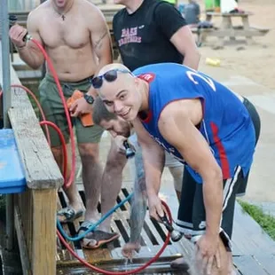 Cleaning up at Volleyball Beach in Kansas City