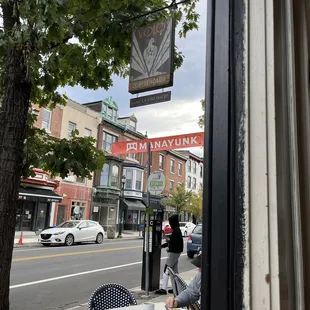 Outdoor and two floors of seating indoors