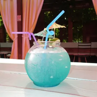 The Blue Hawaiian is always a hit (featured here in a fishbowl to share with a friend).