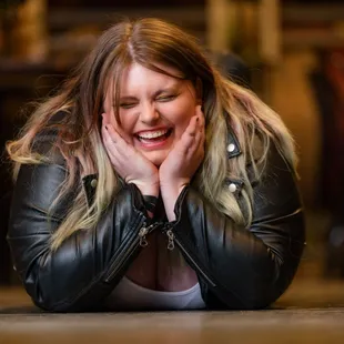 a woman laying on the floor