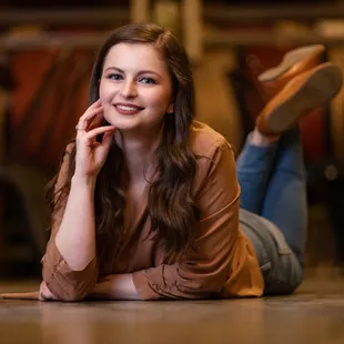 a woman laying on the floor