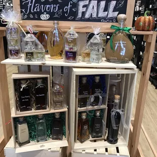 a display of liquor bottles