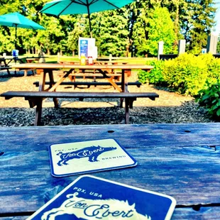 Patio seating along the golf course.