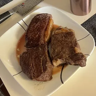 Three cuts of meat for a taste test