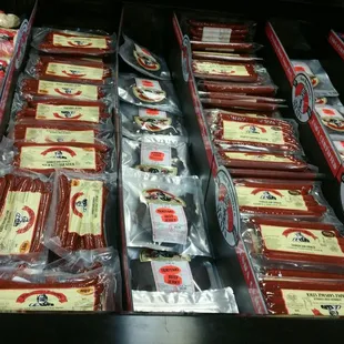 a display of sausages