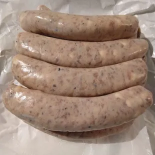 Wild country brats - sooo good! Wild rice, bacon, and pepper jack.