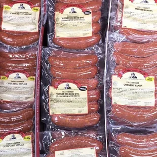 a display of sausages