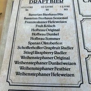 Lots of beer options including radlers and different sizes