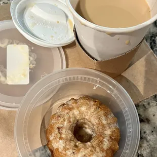Cinnamon crème bundt and coffee