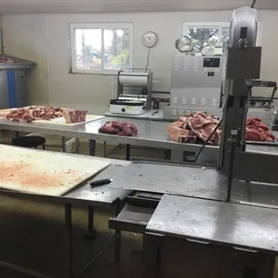 meat being processed